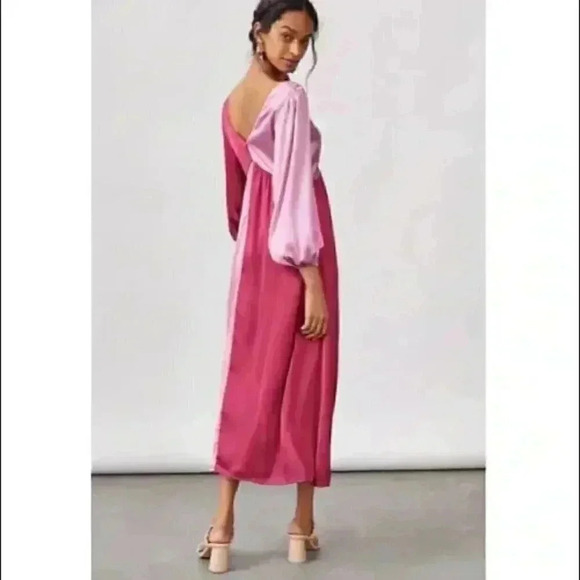 Anthropologie Porridge Pink Colorblocked Long Sleeve Maxi Dress - Size XSmall - Picture 2 of 4